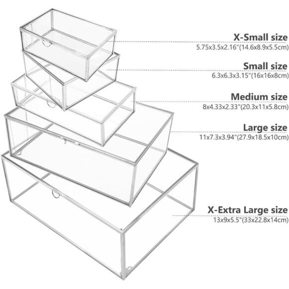 Vintage Glass Box with Lid - Clear Jewelry Glass Display Box Keepsake - Picture 4 of 8